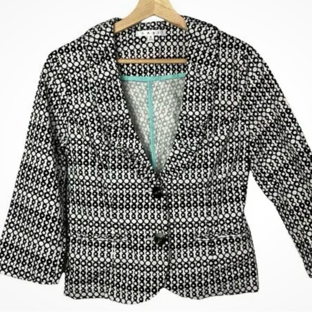 Cabi Black and white DuJour Circle Circle Print Stretch Jacket-8 - Picture 5 of 5